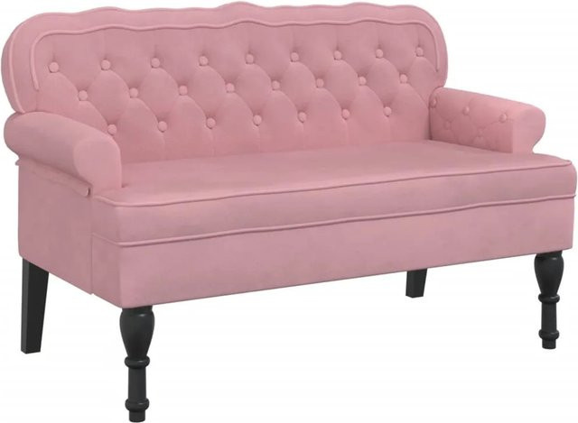 vidaXL Sitzbank mit Rückenlehne aus Samt in Rosa, B/T/H: 119,5 x 64,5 x 75 cm - Bild 1