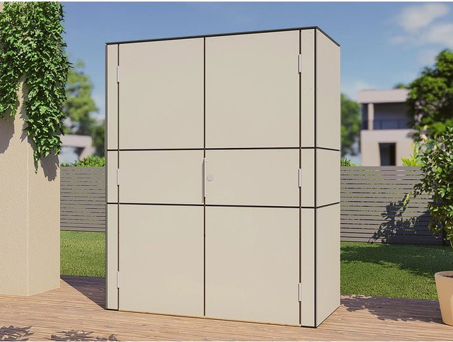 Bertilo Gartenschrank Highboard aus HPL in Grau, B/T/H: 155 x 75 x 193 cm - Bild 1