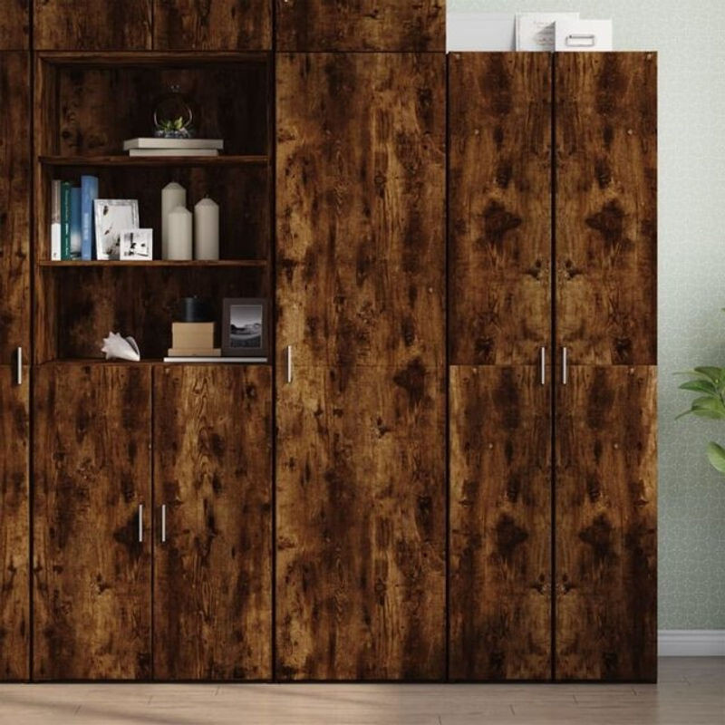 Highboard vidaxl aus Holzwerkstoff in Räuchereiche Braun, B/T/H: 50 x 42,5 x 185 cm - Bild 1