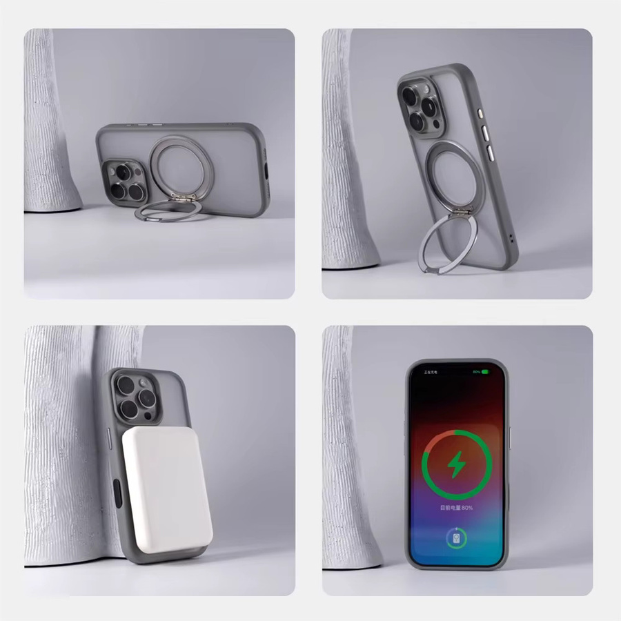 YUEDESHENG Magnetische Bumper Case mit 360 Grad Rotation und Ringhalter für iPhone 17 16 Pro Max 15 14 13 MagSafe Wireless Charging Gold - Bild 4