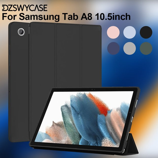 Samsung Silikon Tablet Hülle für Galaxy Tab A8 10,5 Zoll 2022 mit Smart Cover und dreifach faltbarem Ständer in Schwarz und Grün - Bild 1