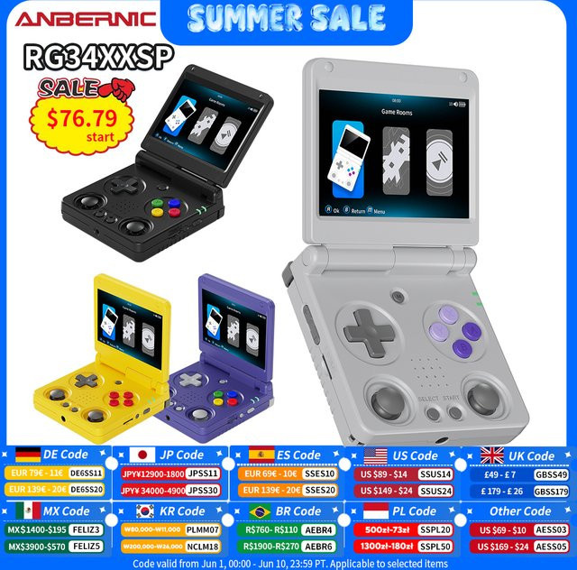 ANBERNIC RG34XXSP Flip Handheld-Spielekonsole mit 3,4 Zoll IPS-Bildschirm, Linux 64-Bit, 64GB Speicher, Wi-Fi und HDMI-TV-Ausgang - Bild 1