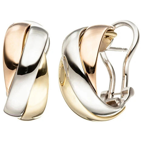 Colfem Creolen 585 Gelbgold, Weißgold, Rotgold, tricolor, Unisex - Bild 1