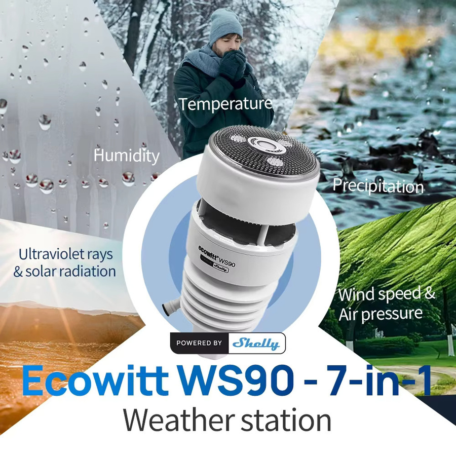 Ecowitt WS90 7-in-1 Wetterstation mit Shelly-Technologie in Weiß - Bild 2