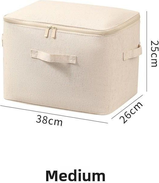 StellarSips Aufbewahrungstasche aus Baumwolle und Leinen mit Reißverschluss, Beige, B/T/H: 38 x 26 x 25 cm - Bild 1