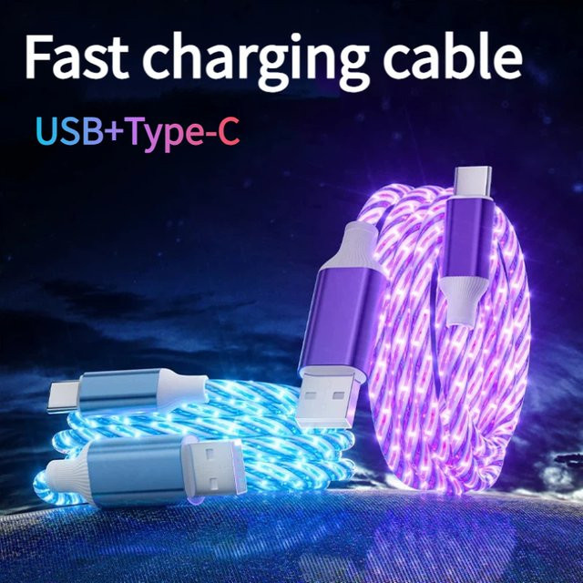 Leuchtendes USB-C Ladekabel für Superschnellladung in Grün, 1 m Länge - Bild 1