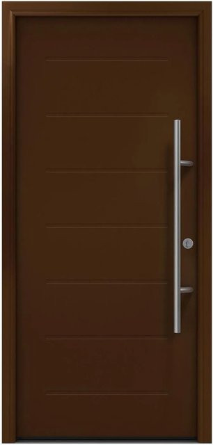 EcoStar Haustür Isopro Secur IPS 015 Terrabraun B: 110 cm, H: 210 cm, DIN Rechts, RC2 Sicherheitstür aus Stahl und Aluminium - Bild 1