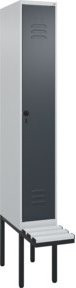 C+P Spind Classic PLUS Garderobenschrank mit Sitzbank, 1 Abteil, Lichtgrau, B/H/T: 212,0 x 81,5 x 30,0 cm - Bild 1