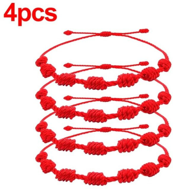 Armband, Rot, 7 Knoten, Verstellbar, Unisex - Bild 1