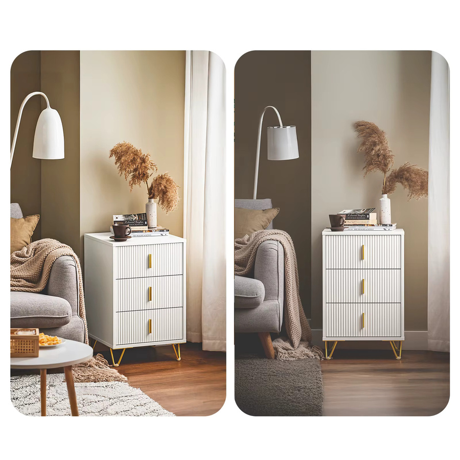 SoBuy Nachttisch FBT115-L mit 3 Schubladen in Weiß, moderner Beistelltisch für Schlafzimmer und Wohnzimmer, B/T/H: 40 x 40 x 40 cm - Bild 4