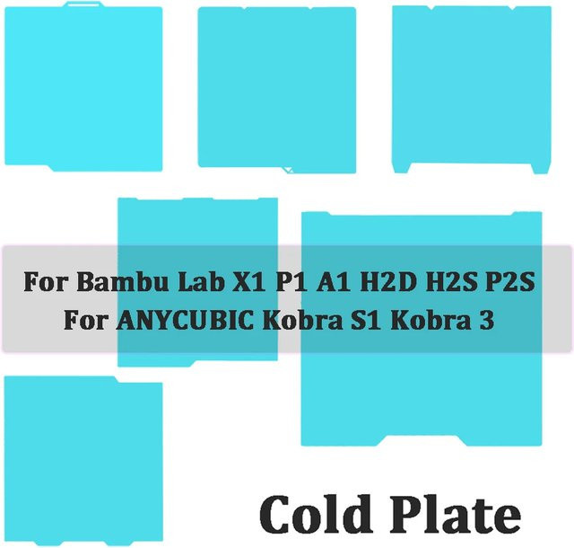 Sirol Kühlplatte P2S Bauplatte aus Federstahl für Bambu Lab X1 P1 A1 und ANYCUBIC Kobra S1 Kobra 3 mit doppelseitiger Haftung - Bild 1