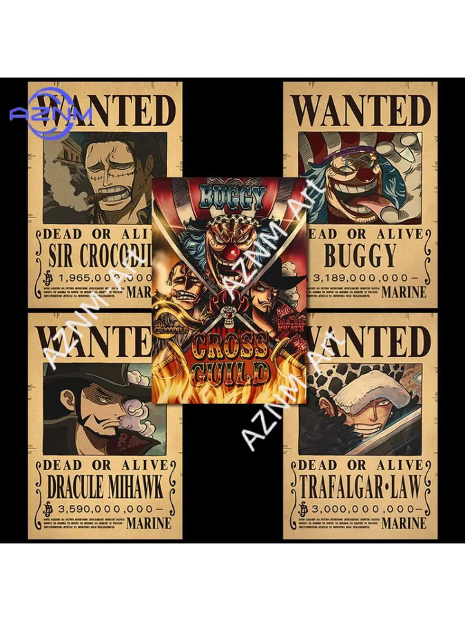 KAYOU One Piece Wanted Poster Strohhut-Gruppe Luffy Retro Kraftpapier Wanddeko als hängendes Gemälde - Bild 3