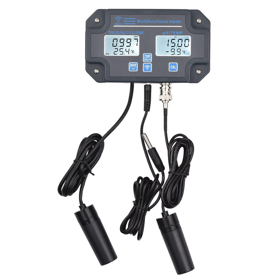 Kkmoon Wifi Digitaler Wasserqualitätstester 6-in-1 Wasseranalysator Wandmontiert in Grau - Bild 2