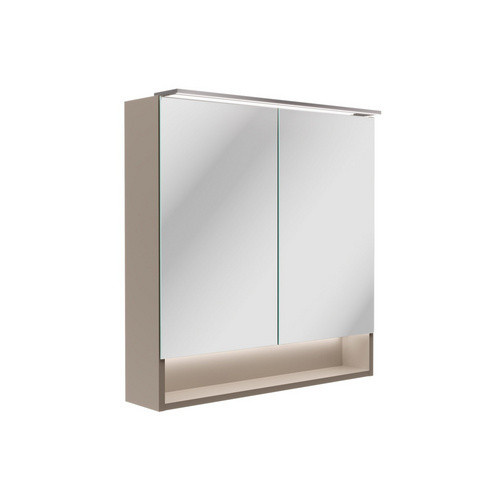 Fackelmann Badmöbel-Set B.Paris in Cubanit Grau mit Spiegelschrank, Glaswaschbecken und LED-Beleuchtung, Breite: 70,5 cm - Bild 2