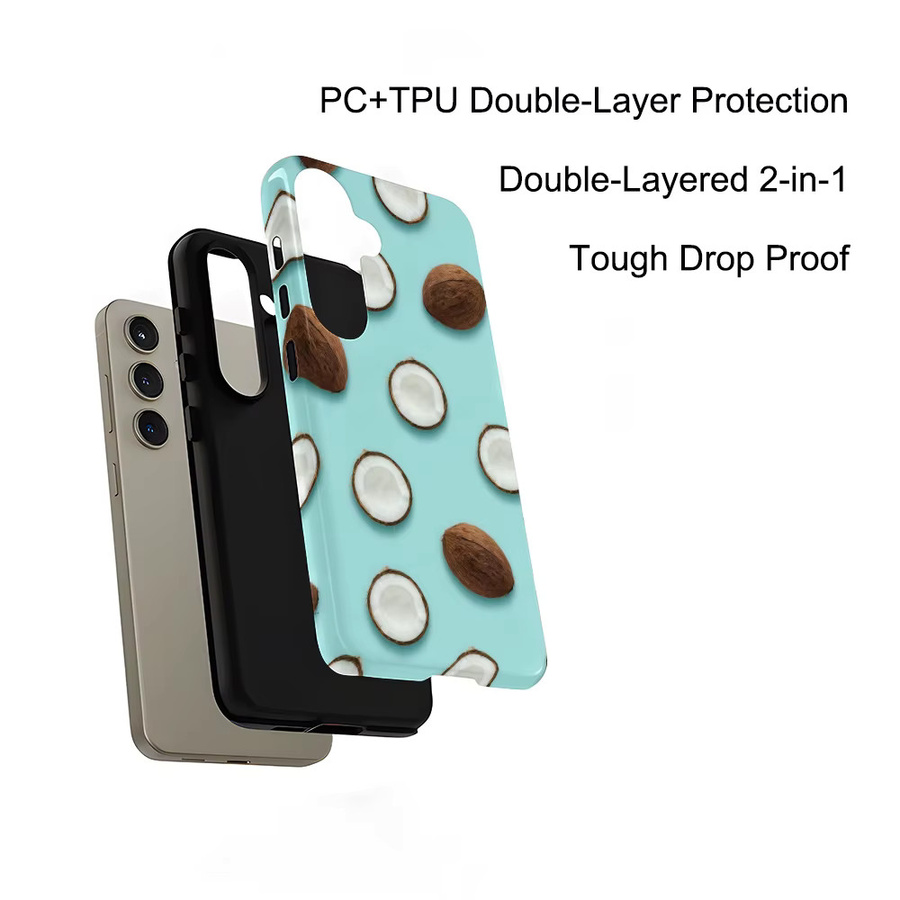 Tropische Kokosnuss Handyhülle für Samsung Galaxy S26 S25 S24 S23 S20 FE A56 A36 Ultra, Glänzende HD Hartschale, Mehrfarbig - Bild 5