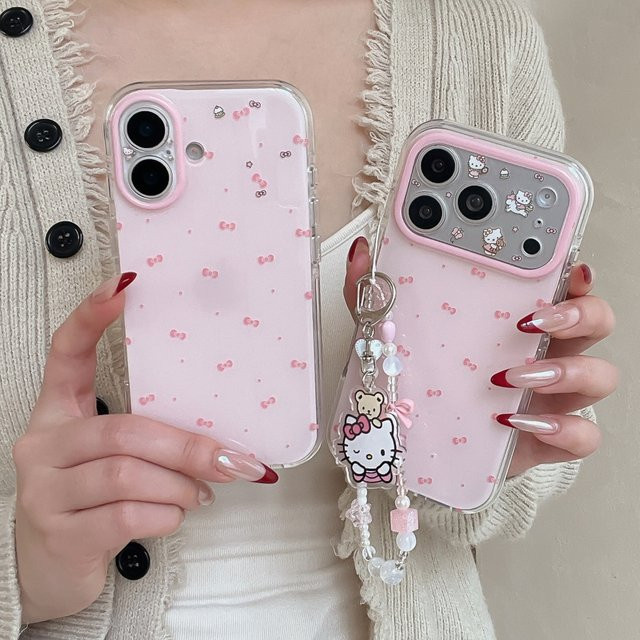 Sanrio Luxuriöse Katzen-Handyhülle mit Schleifen-Design in Rosa für iPhone 17 Pro Max, iPhone 17, iPhone 16 Pro, iPhone 15 Pro und iPhone 14 Pro Max - Bild 1