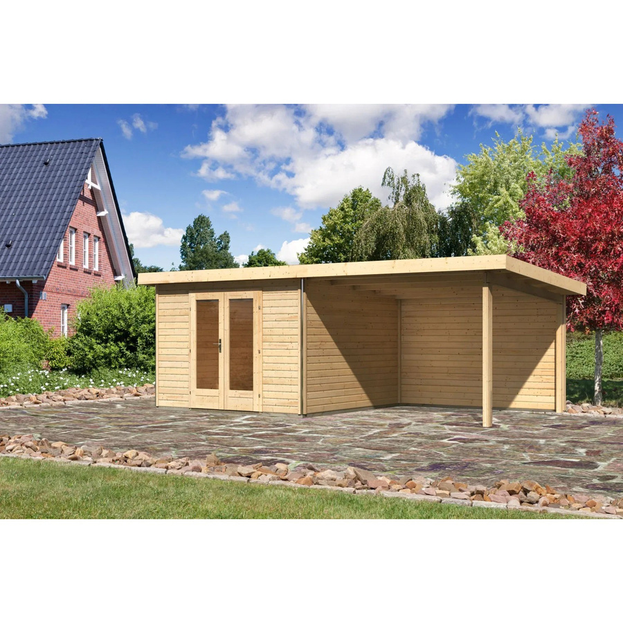 Karibu Holz-Gartenhaus Norrköping mit Pultdach in Braun, B/T: 305 x 305 cm - Bild 2