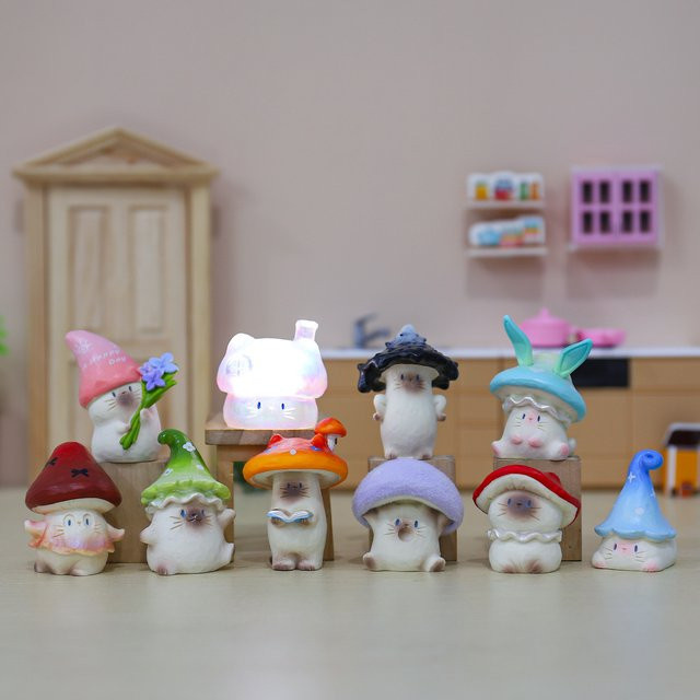 Potdemiel Cat Pai Fantasy Pilz-Serie, Katzen-Modellfiguren, Harzmaterial - Bild 1