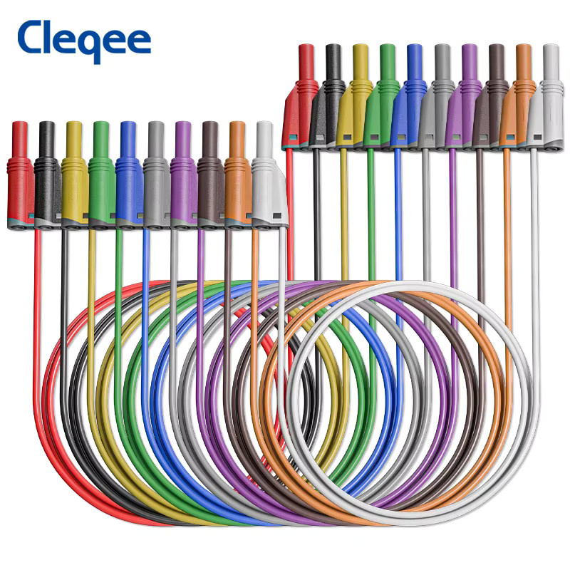 Cleqee P1050-1 Multimeter-Silikon-Messleitungen, isoliert und weich, Multicolor, Länge: 100 cm, mit Dual-4-mm-Bananensteckern, stapelbarer Typ - Bild 2