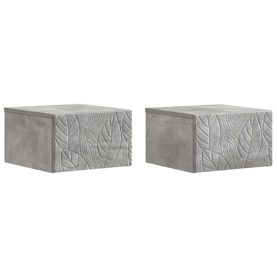 vidaXL Wandmontierter Nachttisch Set 2 Stück in Betongrau, minimalistisches Design für Schlafzimmer und Wohnräume, B/T/H: 49 x 34,5 x 20 cm - Bild 2