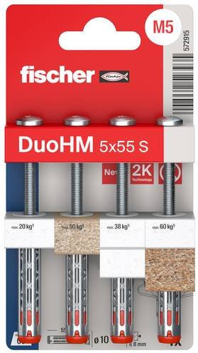 Fischer DuoHM Hohlraumdübel aus Nylon und Stahl, Farbe: Grau, 4 Stück - Bild 1