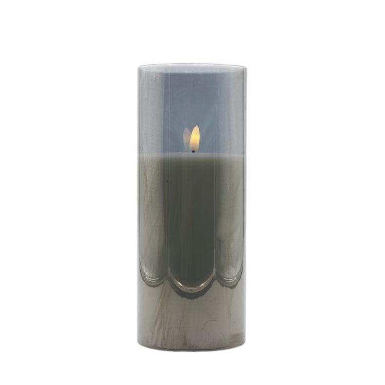 Mansion LED-Kerze in Grau mit Fernbedienung und Timer, zylindrische Tischdekoration, Höhe: 25 cm, Durchmesser: 10 cm - Bild 1