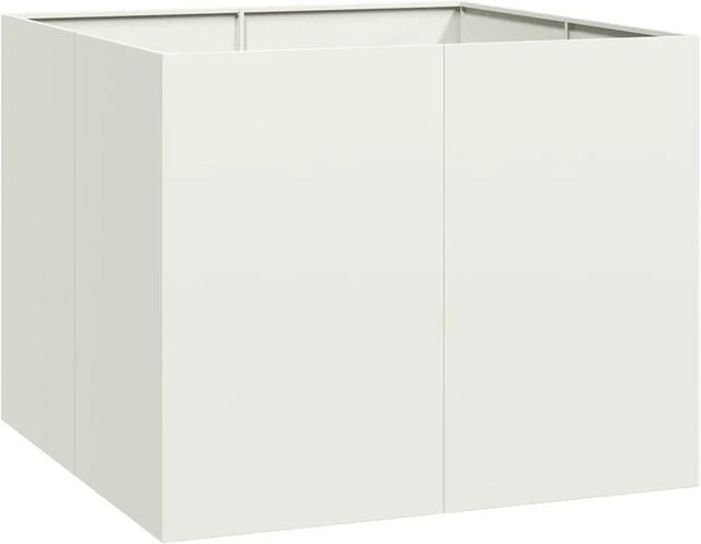 vidaXL Pflanzgefäß aus Stahl in Weiß, Hochbeet für Gemüse-, Kräuter- und Ziergärten, B/T/H: 100 x 100 x 80 cm - Bild 1