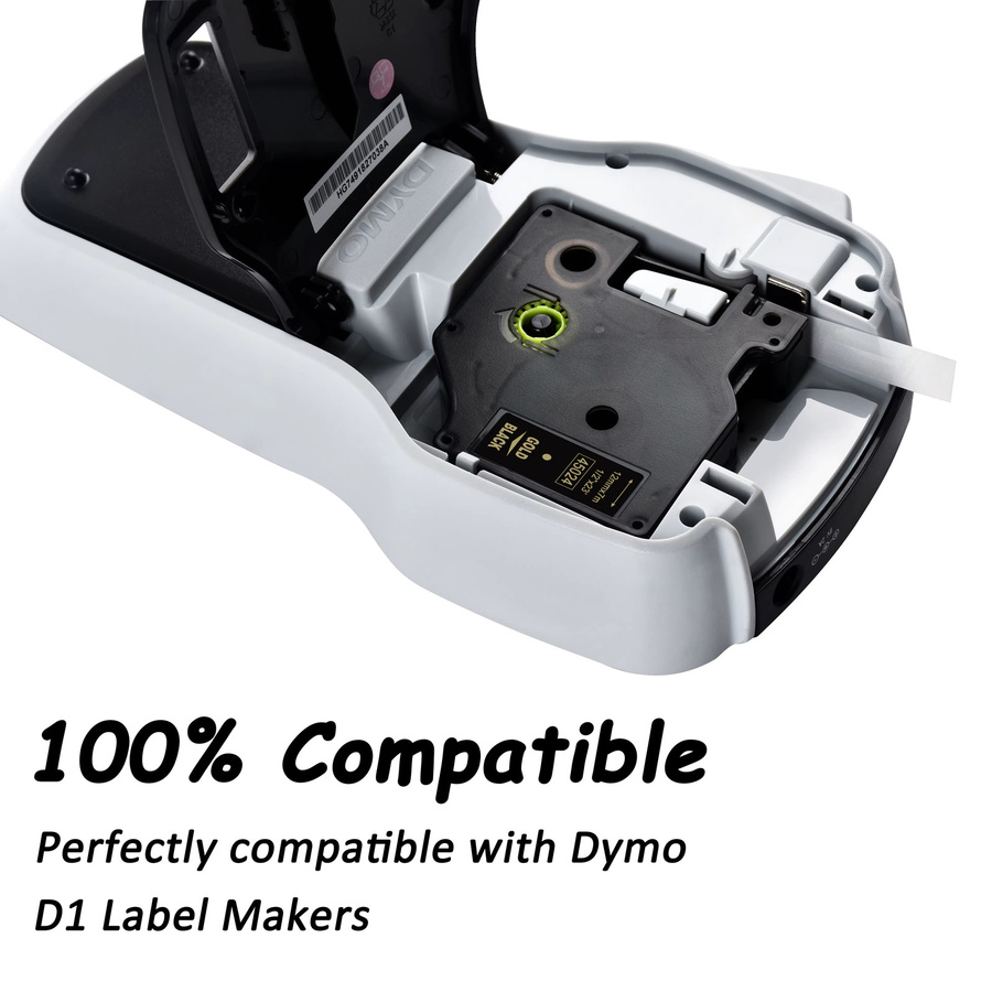 Kompatible Dymo D1 Beschriftungsbänder in Gold und Schwarz für Labelmanager LM160, 210D sowie LM280 PNP, erhältlich in den Breiten 6mm, 9mm, 12mm, 19mm und 24mm - Bild 3