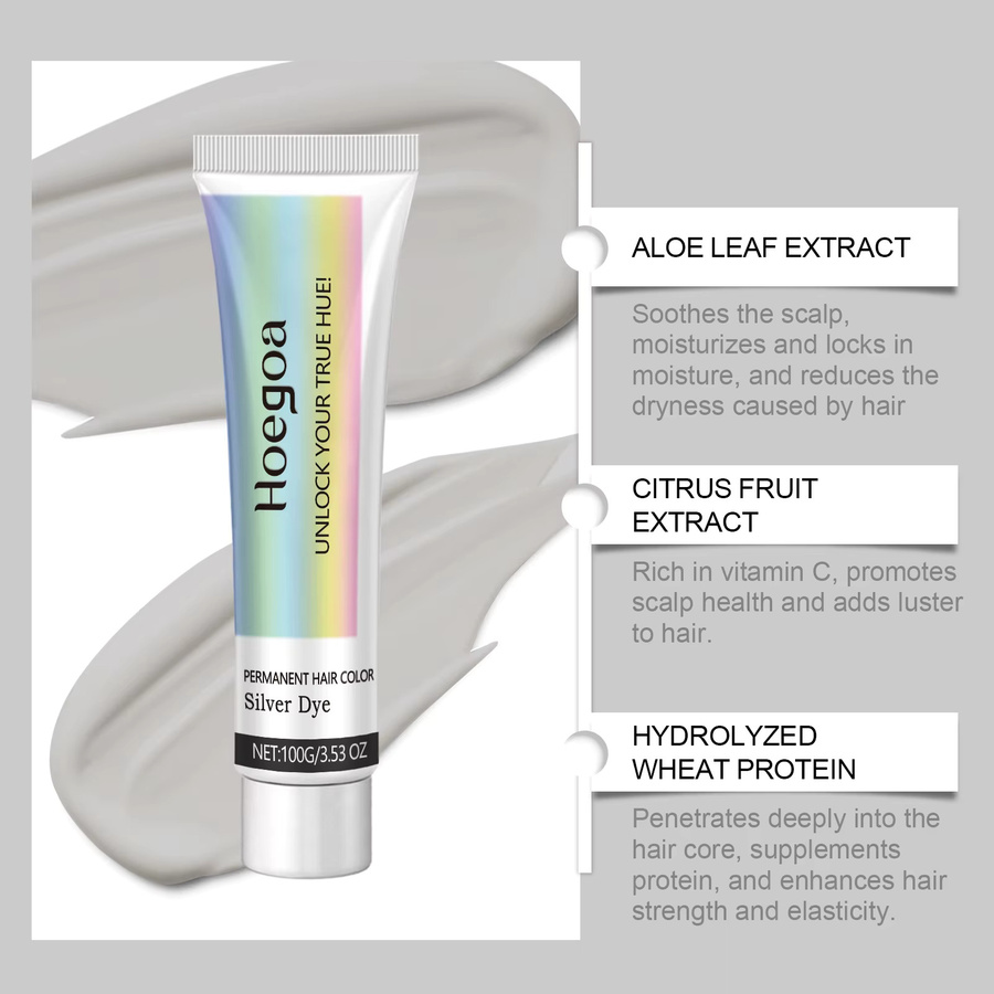 HOEGOA Haarfärbemittel Creme, Silbergrau, Unisex - Bild 2