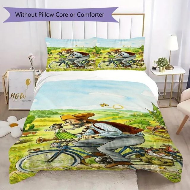 Pettson und Findus Bauernhof Bettwäsche Set für Kinder in Weiß mit 1 Bettbezug und 2 Kissenbezügen, B/H: 135 x 200 cm - Bild 1
