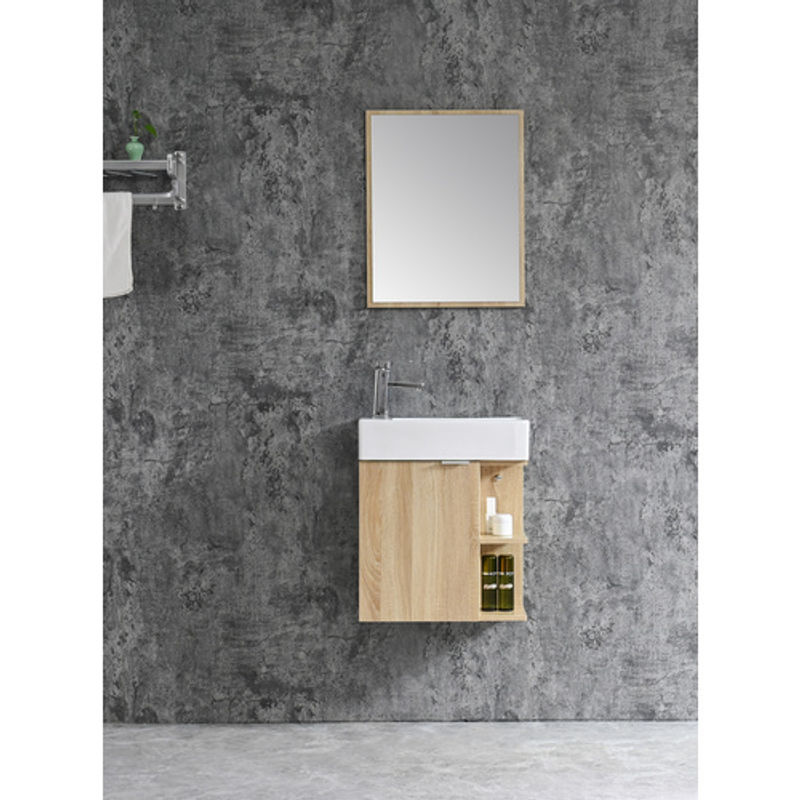 Sanotechnik Spring Waschbecken-Set für Bad und Gäste-WC in Braun mit Unterschrank, Waschbecken und Spiegel, B: 50 cm, H: 60 cm - Bild 4