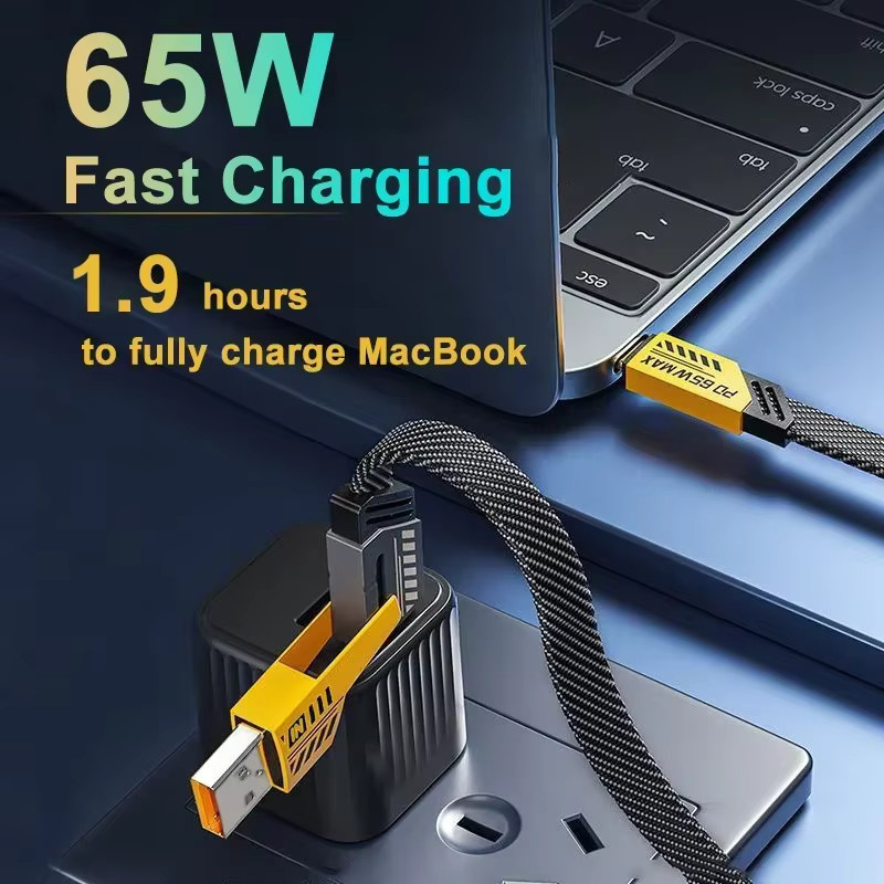 4 in 1 Multi USB Datenkabel mit Schlüsselanhänger, 65 W PD Schnellladekabel für USB-C, iPhone 15 14 Max, MacBook und Samsung Typ C Geräte - Bild 3