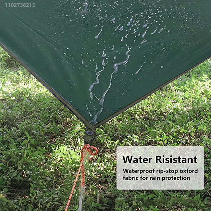 Wasserdichte Zeltplane mit 19 Hängepunkten für Outdoor und Camping in Grün - Bild 2