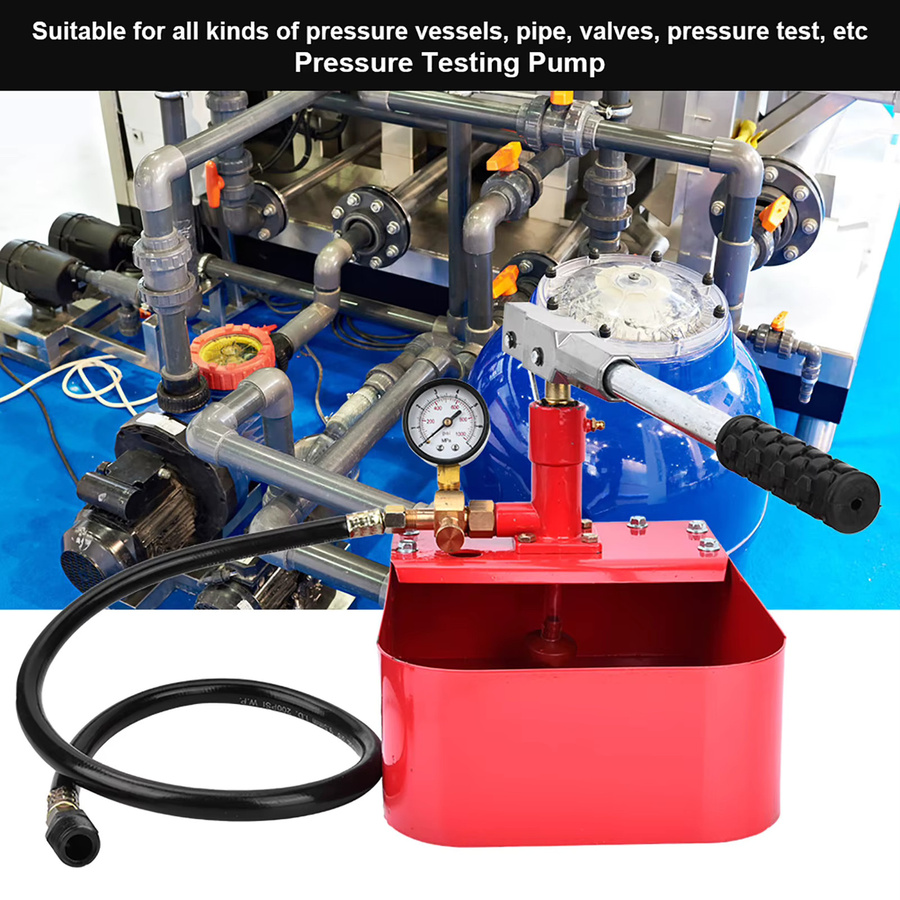 Aramox Manuelle Hydraulische Druckprüfpumpe für Rohr und Ventil, 7 MPa / 1000 psi, Rot - Bild 2