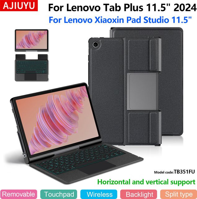 Lenovo Smart Tastatur mit Touchpad und Hintergrundbeleuchtung für Tab Plus 11,5 Zoll 2024 Xiaoxin Pad Studio TB351FU, Schwarz - Bild 1