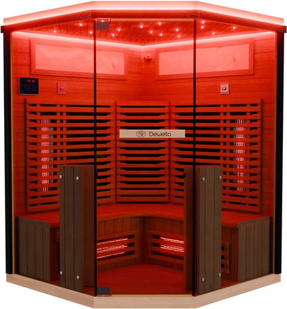 Dewello Infrarotkabine Kenora Infrarotsauna aus Hemlockholz für 2-3 Personen, Farbe Braun, B/T/H: 140 x 140 x 190 cm
