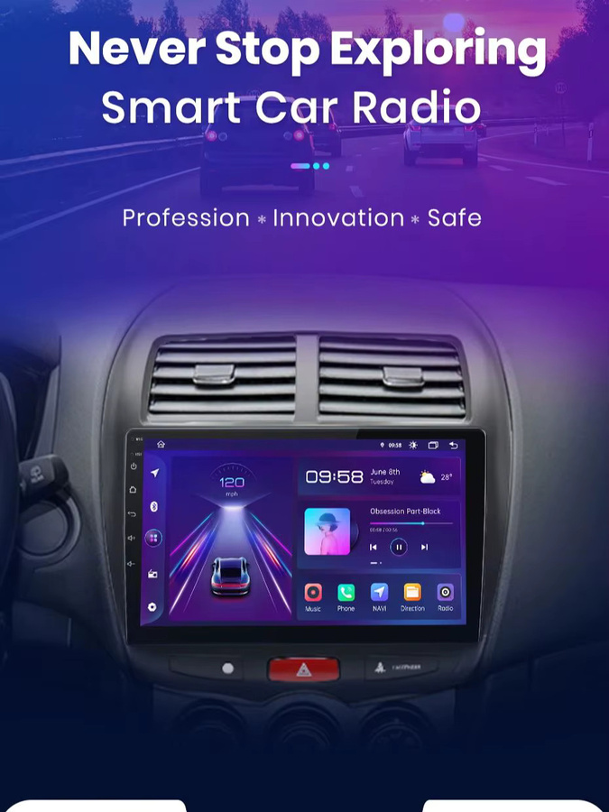 Junsun Android 13 Autoradio für Mitsubishi ASX 1 (2010-2016) mit 10 Zoll Display, 4GB RAM, 64GB ROM, GPS, Carplay, Bluetooth, DSP und Rückfahrkamera Unterstützung in Schwarz - Bild 1