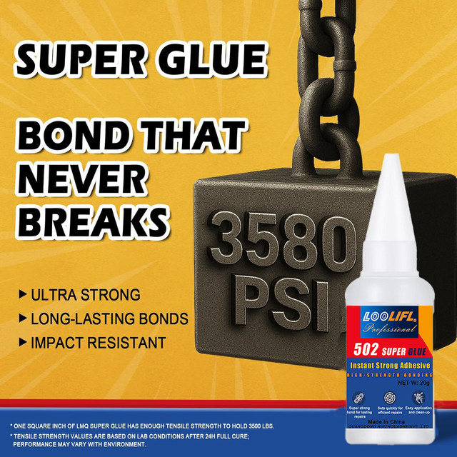 LOOLIFL Super-Cyanacrylat-Kleber transparent für Kunststoff, Metall, Holz, Gummi und Keramik - Bild 1