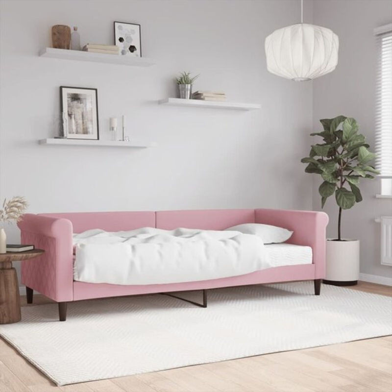 Vidaxl Polsterbett Tagesbett mit Matratze aus Samt und Metall in Rosa, B/L: 80 x 200 cm - Bild 1