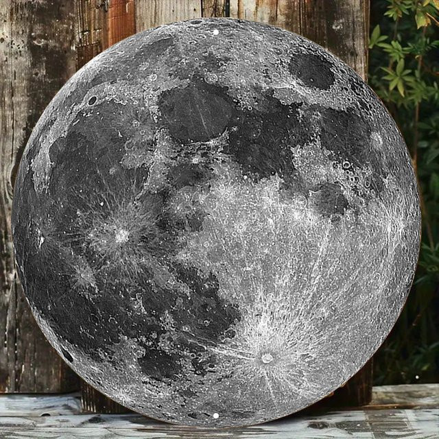 Potdemiel Vintage-Mond-Wandkunst aus Metall in Grau, kreisförmiges Wandbild mit abstraktem Naturmotiv - Bild 1