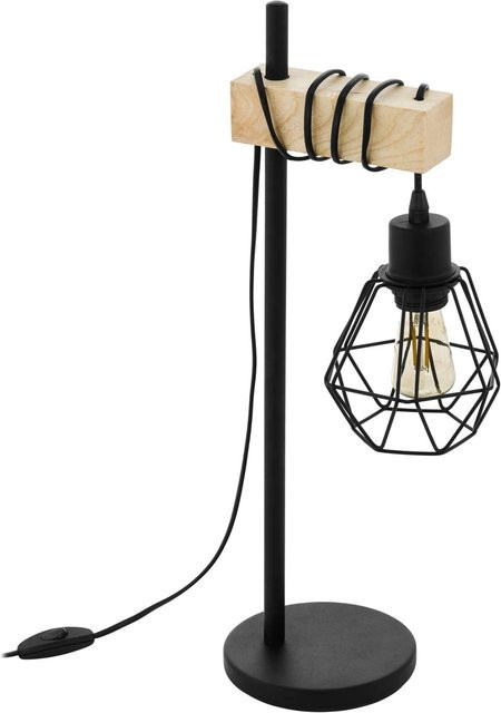 Eglo Tischleuchte Townshend 5 in Schwarz-Braun mit E27 Fassung - Bild 1