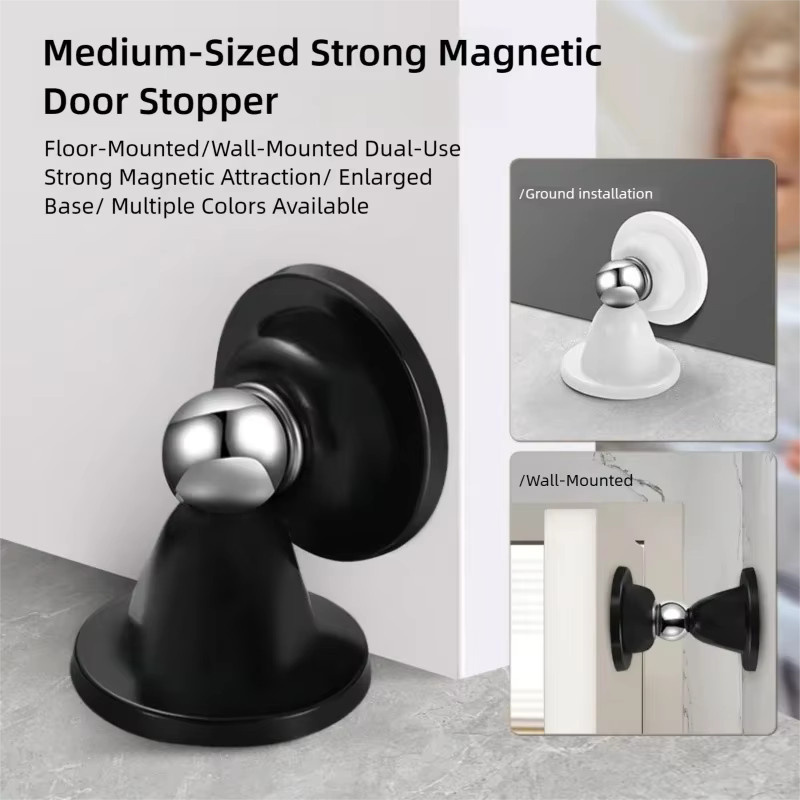 Magnetische Türabsaugung aus Silikon in Schwarz zum Schutz der Wand und zur Geräuschreduzierung - Bild 3