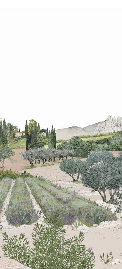 Isidore Leroy Mural Provence Printemps Panel B Wandtapete mit floralem Naturmotiv in Mehrfarbig - Bild 1