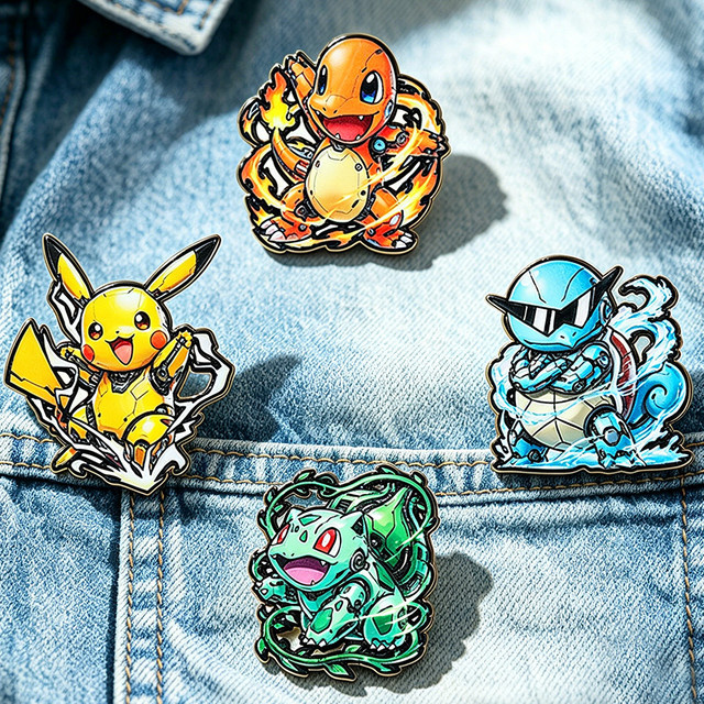 4 Stück Pokemon Emaille-Pins, Metallbrosche, Unisex - Bild 1