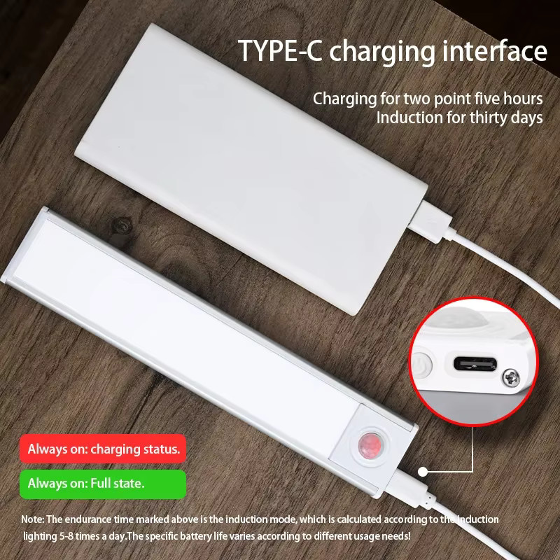 Pzsunly LED-Bar mit Bewegungssensor und USB Type-C als ultra dünnes, tragbares Nachtlicht für Küchenschrank, Schlafzimmer und Kleiderschrank - Bild 3