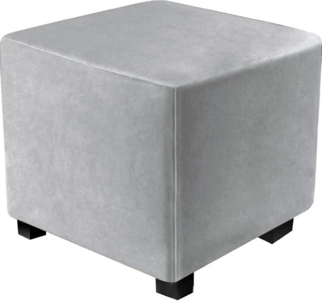 Yiran Furniture Ottoman-Bezug aus elastischem Samt in Grau für quadratische Hocker und Fußstützen - Bild 1