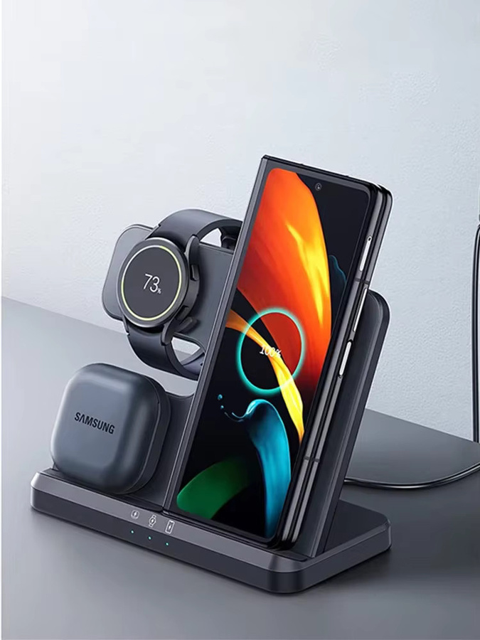 VIKEFON 3-in-1 Kabelloses Ladegerät in Schwarz für Samsung Galaxy S26 S25 Fold, Galaxy Watch 6 4 Pro Active 3/2 und Galaxy Buds - Bild 7
