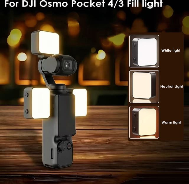 Magnetisches Mini-LED-Videolicht für DJI Osmo Pocket 4 und Pocket 3 in Schwarz, tragbares und wasserdichtes Vlogging-Licht für Live-Übertragungen - Bild 1
