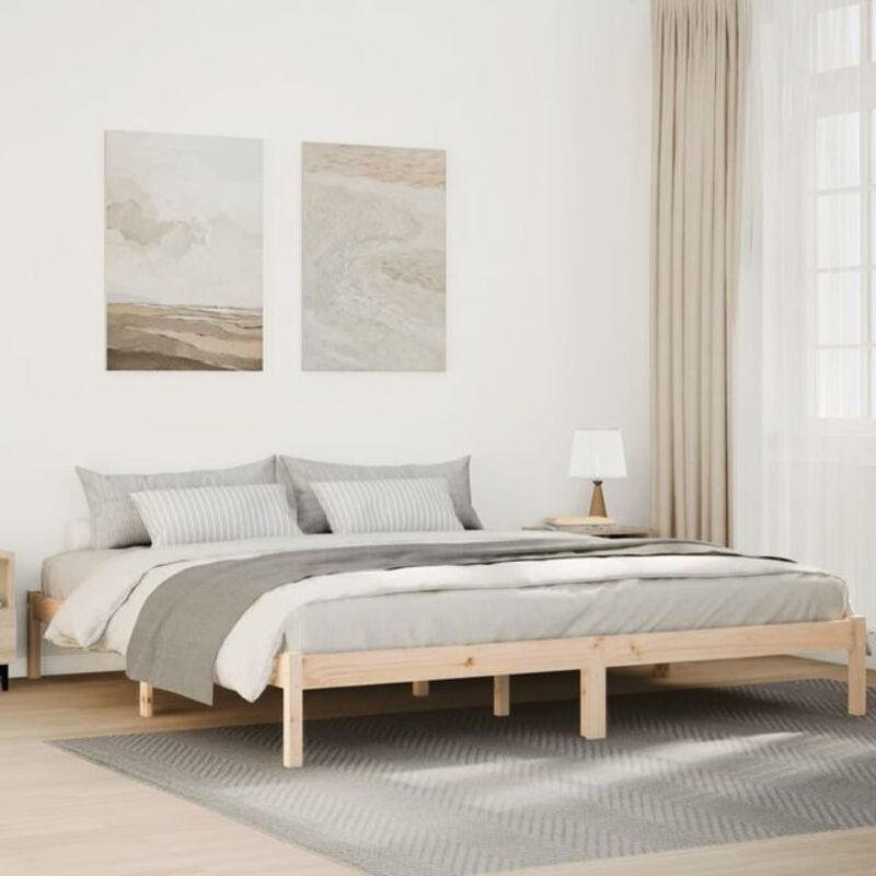 Massivholzbett Vidaxl aus Kiefer in Braun im Landhaus- und Skandinavischen Stil, B/T/H: 180 x 220 cm - Bild 1