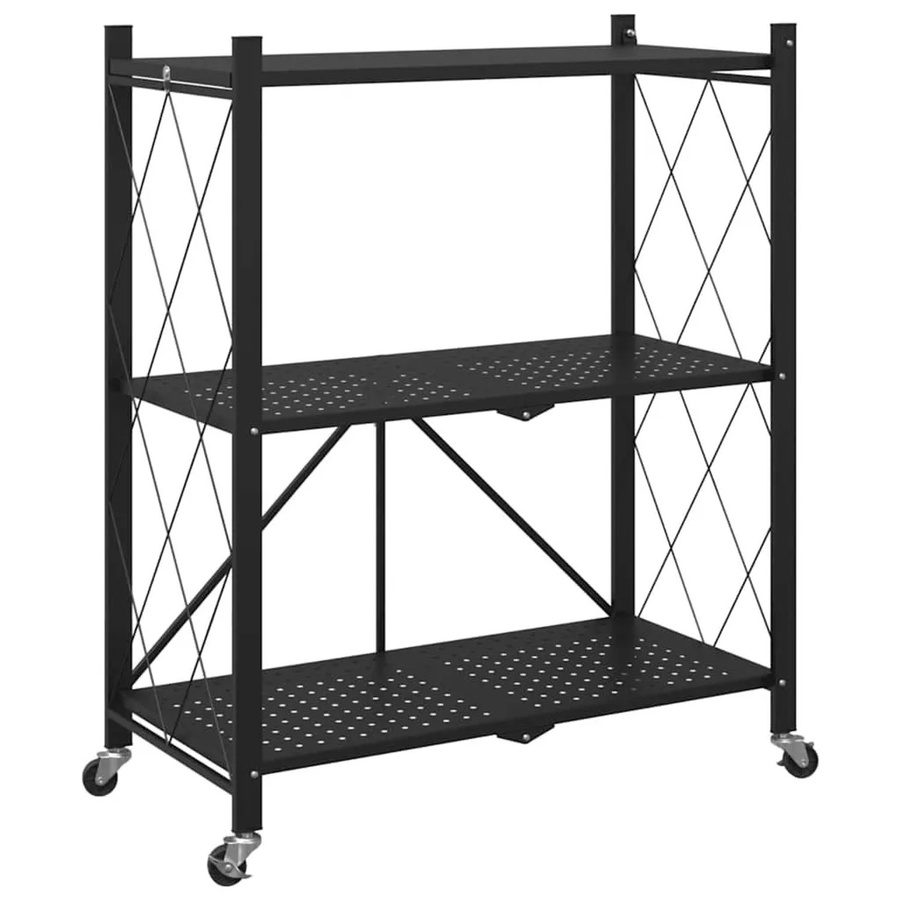 vidaXL Lagerregal auf Rädern aus Stahl in Schwarz, B/T/H: 71 x 34 x 88 cm - Bild 2